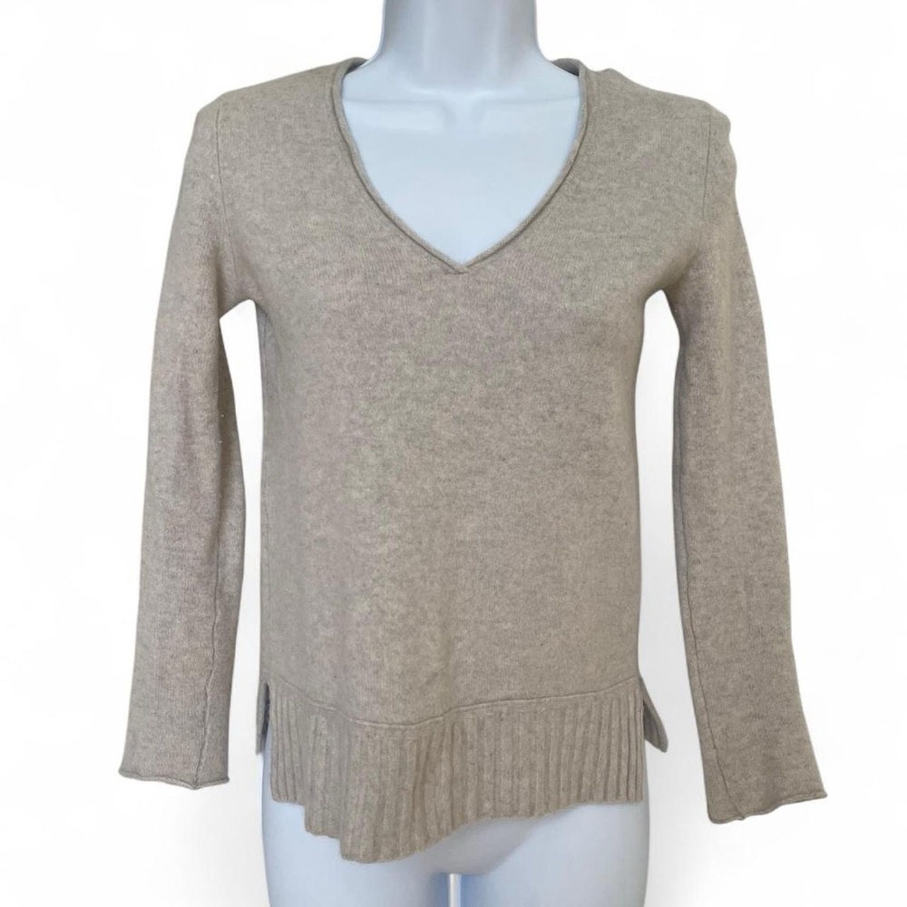Inhabit 100% Cashmere Oatmeal V-Neck Sweater
